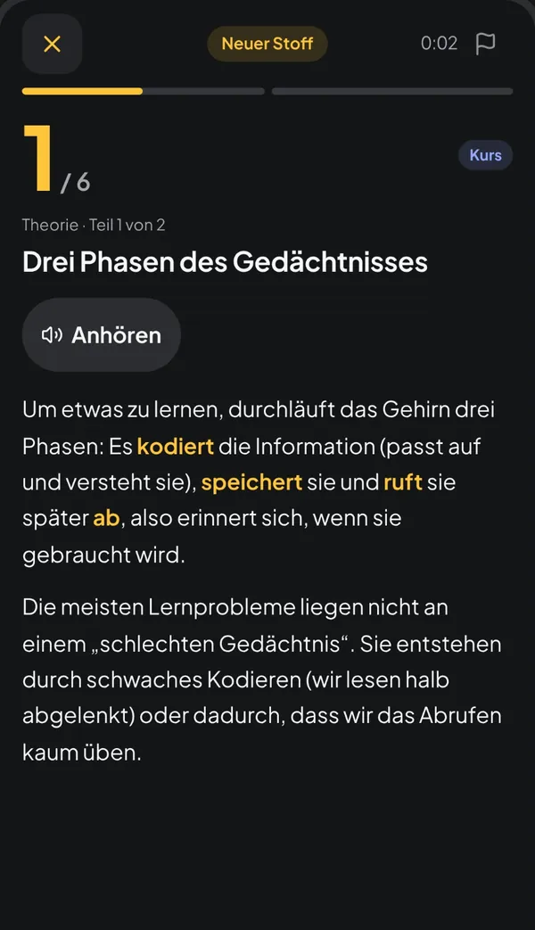 Kurze Lektionen jeden Tag