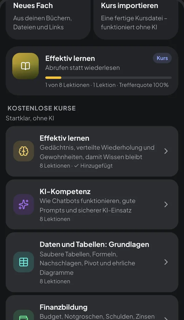 Kostenlose Kurse inklusive