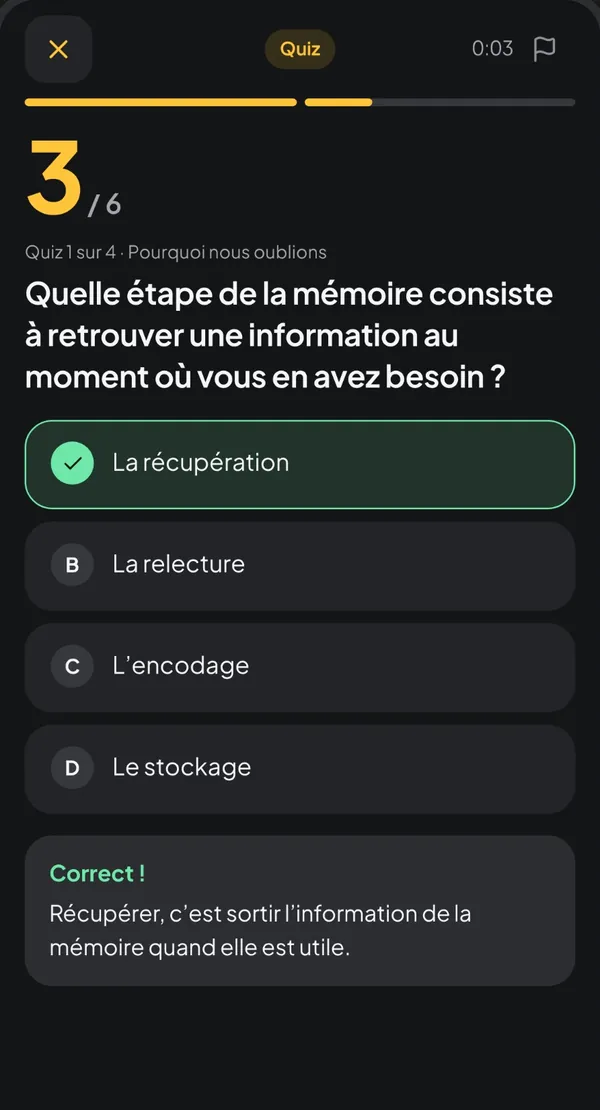 Quiz et révisions intelligentes